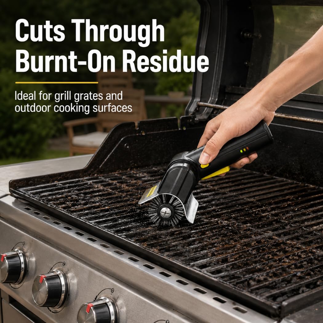 Cepillo Eléctrico para Barbacoa para Campingaz Select 4 S, Cepillo de Limpieza BBQ Inalámbrico Recargable con Luz LED y Cabezal Rodante Reemplazable