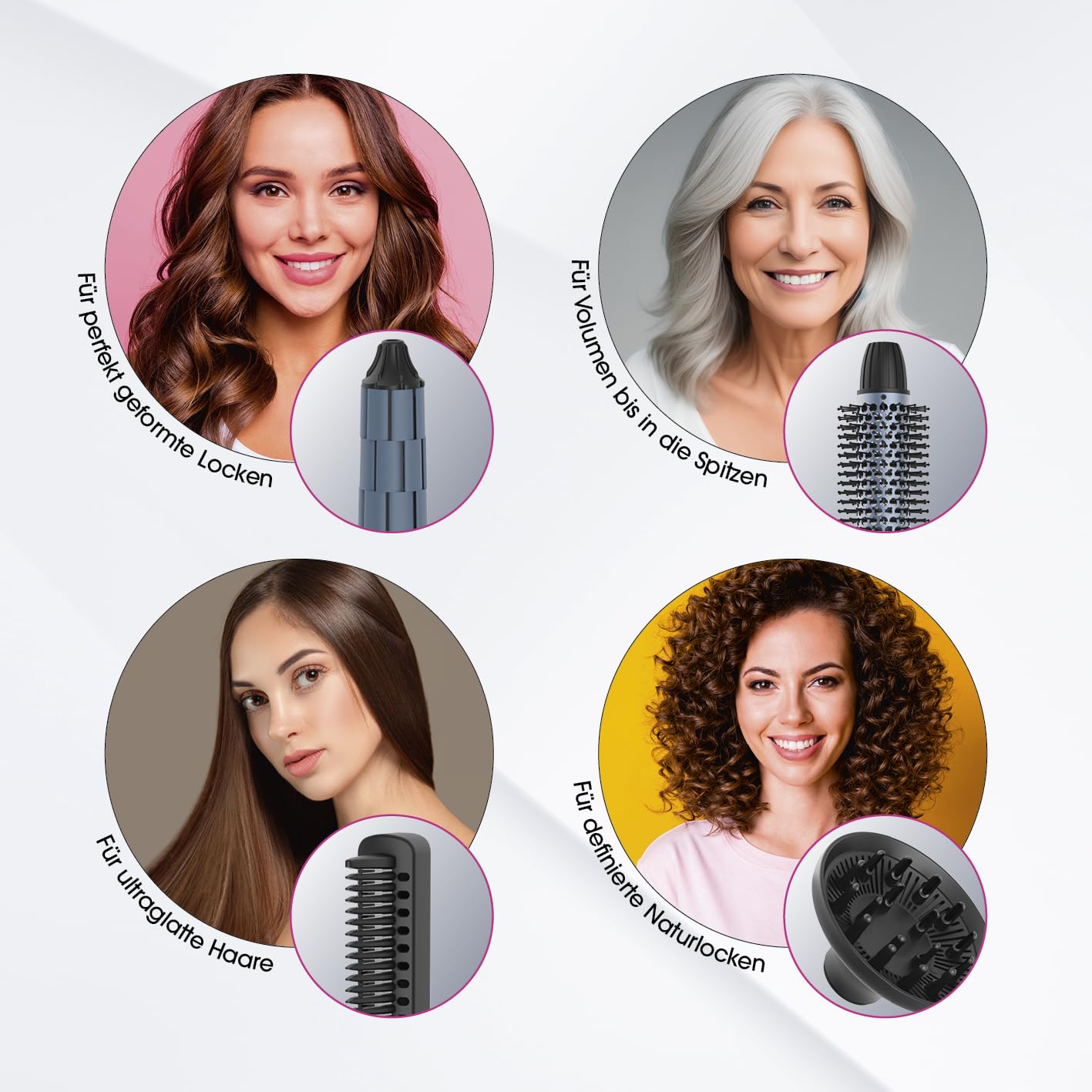 VITALmaxx Air Curler Plus 6-in-1 | Innovative Luftstrom-Technik | Multi-Styler mit Lockendreher, Haartrockner, Streichbürste & Diffusor - Trocknen, Stylen, Locken kreieren | 1500W [Schwarz]