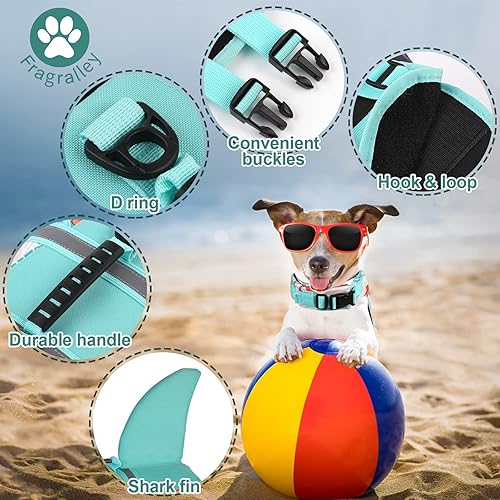 Vista 30 de Fragralley Chaleco salvavidas para perro, tiburón, chaleco salvavidas ajustable antidesgarros, chaleco de seguridad para natación con flotabilidad