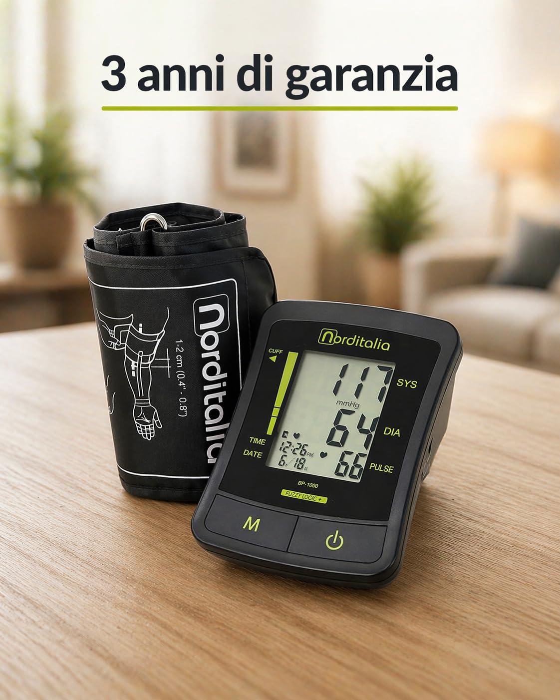 NORDITALIA, Medidor de presión de brazo, pantalla LCD, pilas incluidas
