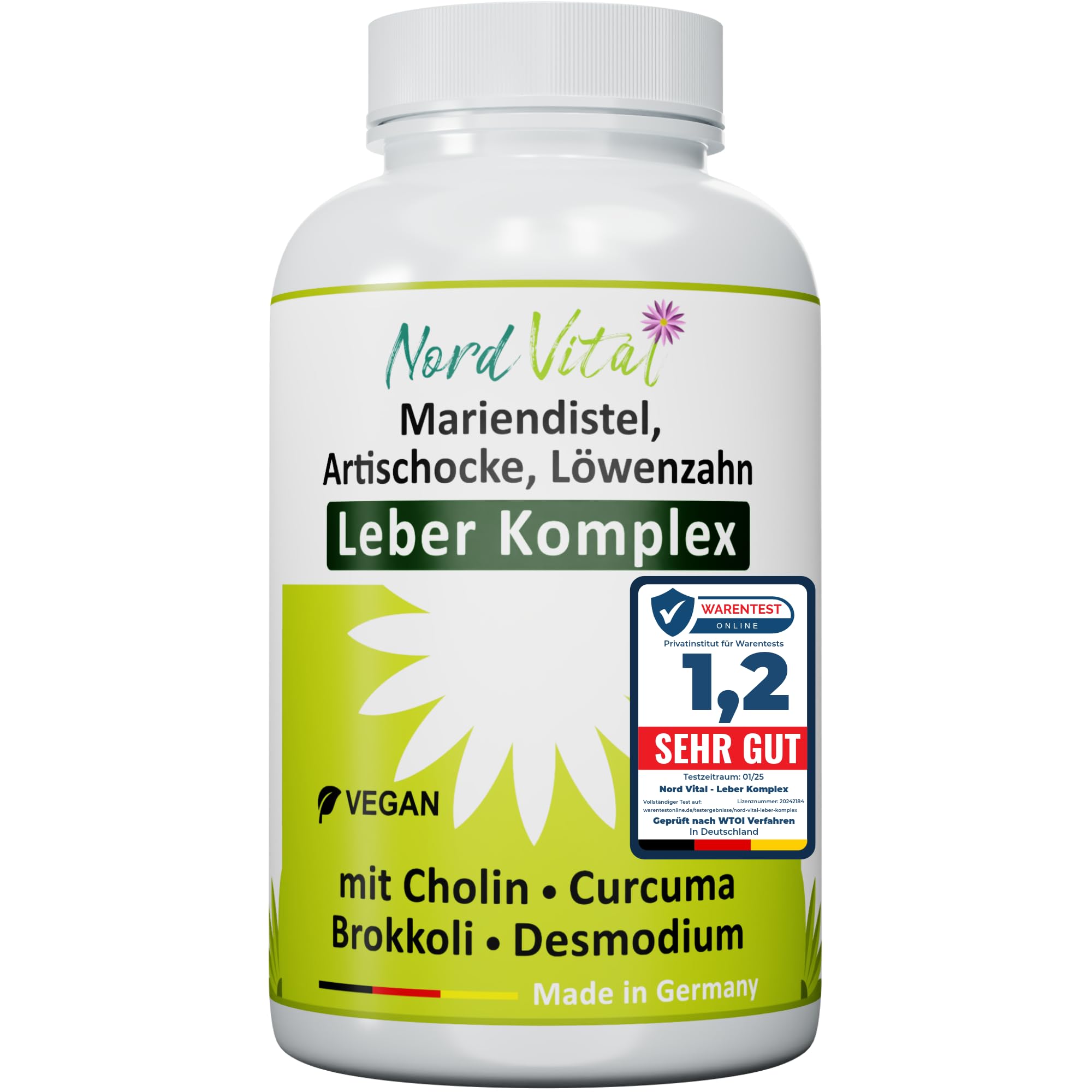 Leber Komplex mit 15 aktiven Inhaltsstoffen - Mariendistel, Artischocke, Löwenzahn, Brokkoli, Cholin, Desmodium, schwarzer Knoblauch, Kurkuma und mehr - 120 Kapseln - in Deutschland hergestellt
