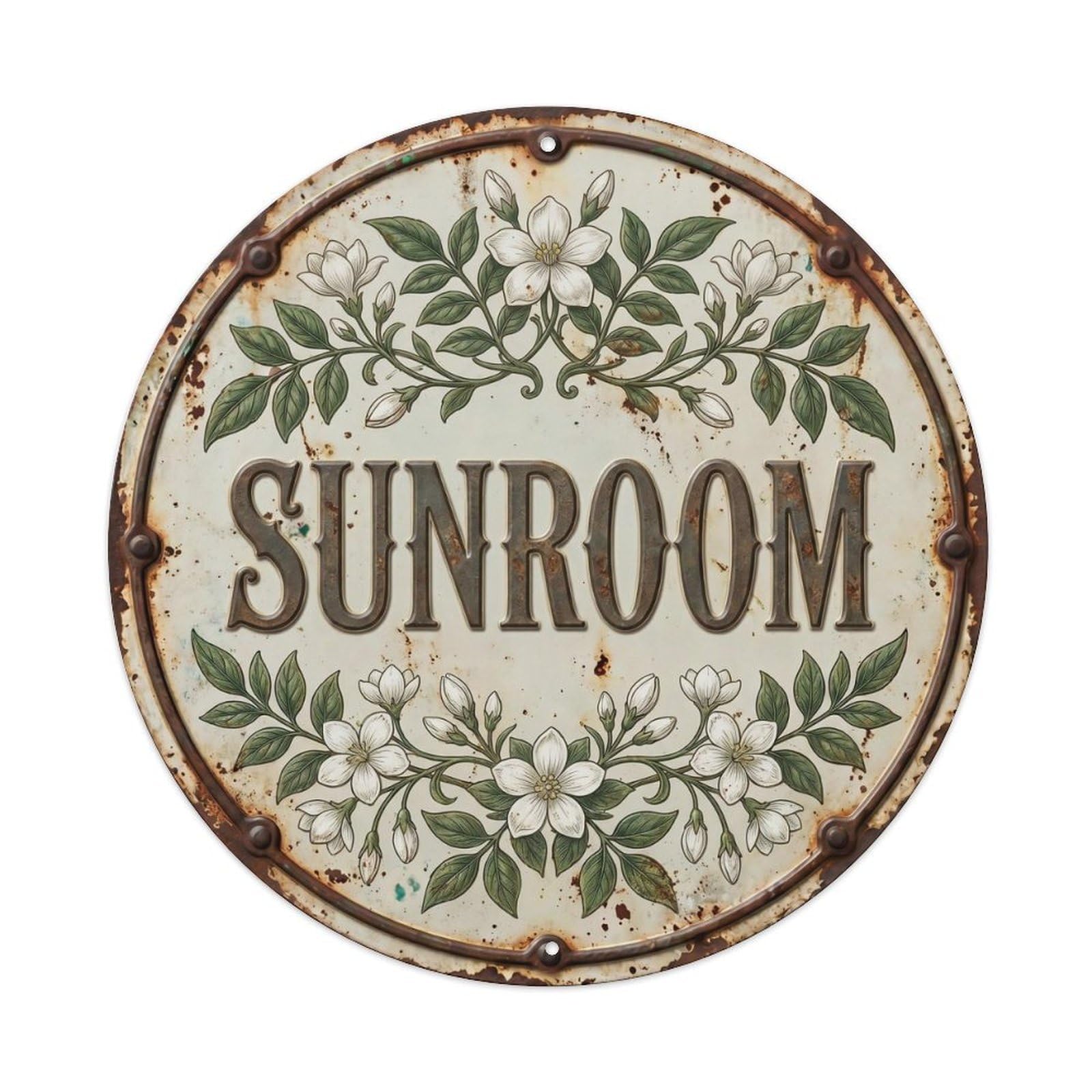 Botanical Floral Room Label Sunroom Jasmine Flower Metal Tin Sign