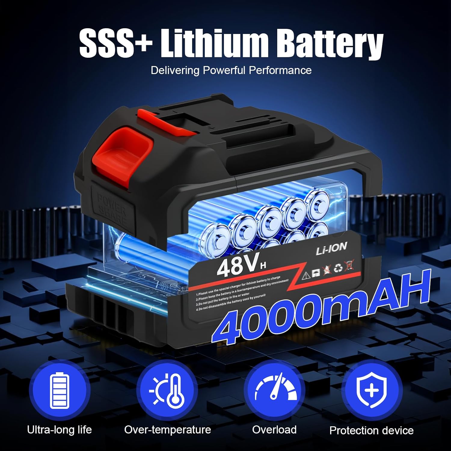 Cordless Leaf Blower, 500000RPM/min Turbo Jet Blower with 2 * 4000mAh Battery, 1200G Thrust 2.8LB Lightweight Handheld Blower for Lawn Care, Home, Car, Garage Cleaning