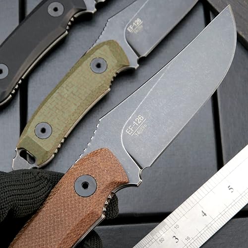 Miniatura 4 de Eafengrow EF126 Cuchillo de hoja fija 14C28N hoja de acero mango Micarta cuchillo fijo de espiga completa para acampar al aire libre caza