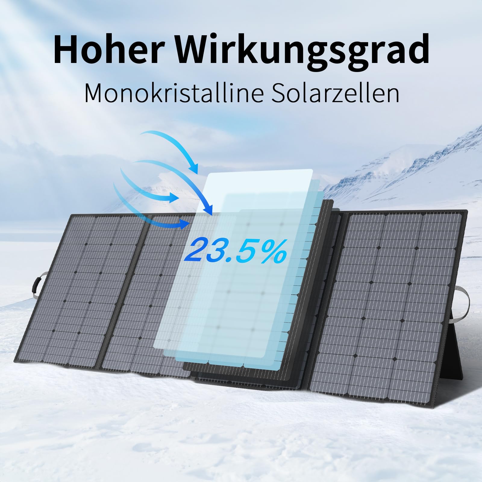 Przenośny panel słoneczny 400 W, 31 V, składany moduł solarny do powerbanku | Z regulowanym stojakiem, wodoszczelność IP67, do użytku na zewnątrz, na kemping, do kampera, ogrodu, na balkon