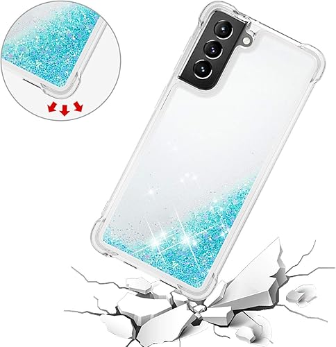 Miniatura 10 de LEMAXELERS Funda compatible con Galaxy S21+ 5G, funda transparente líquida con purpurina flotante de arena movediza a prueba de golpes, funda