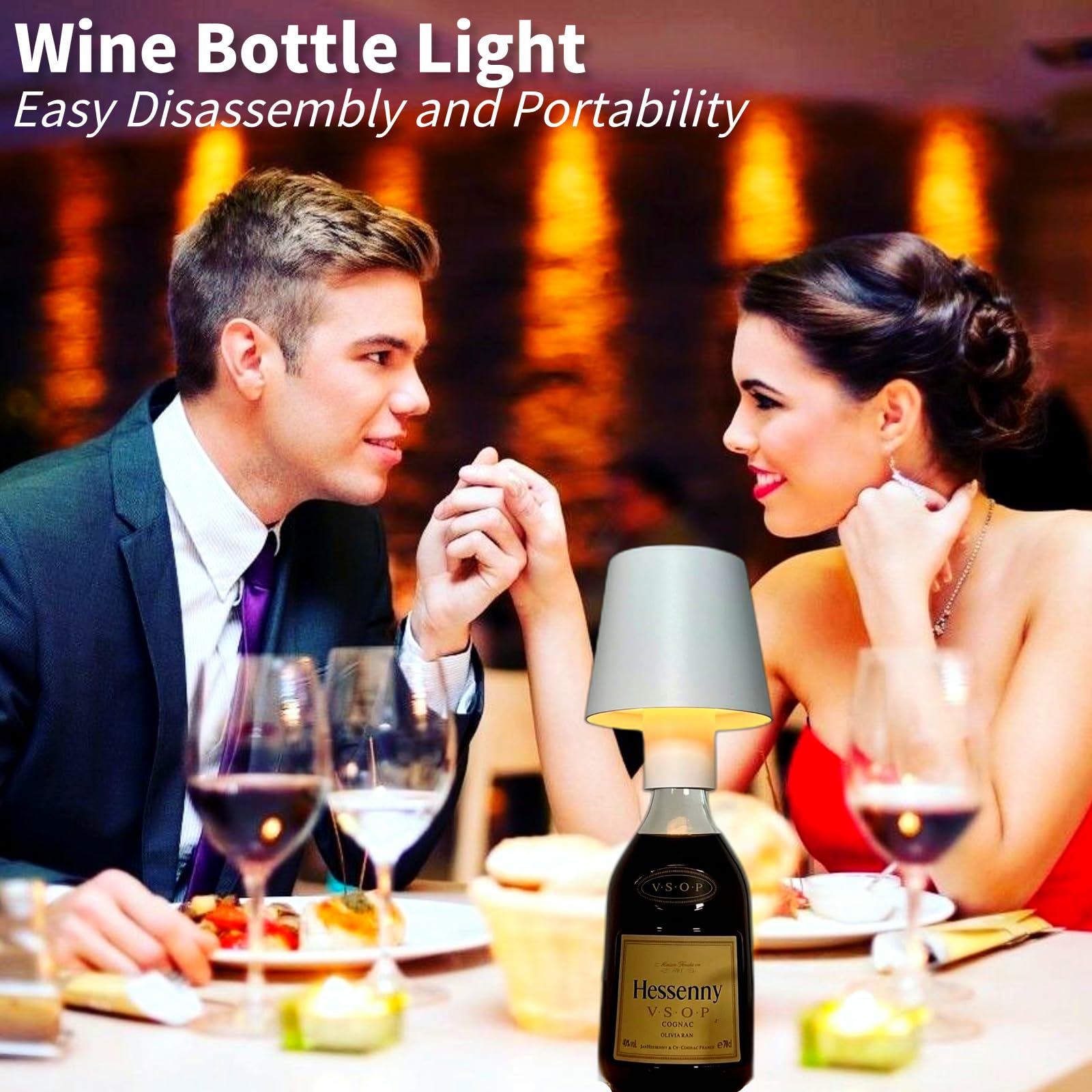 Lampada Da Tavolo Ricaricabile A Bottiglia - Touch 3 Modalit&agrave;, Dimmerabile, Batteria 4000mAh