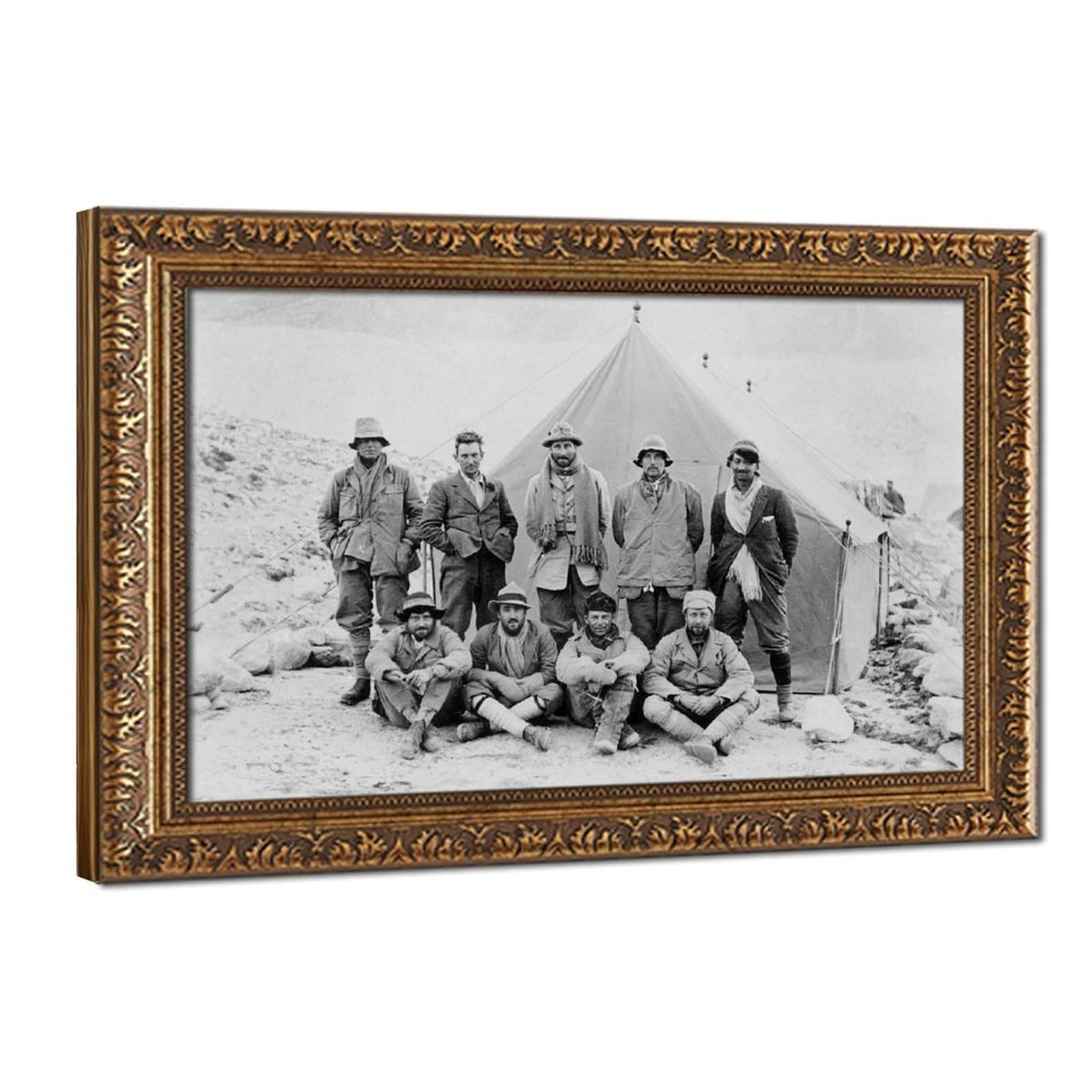WCYB Mountaineers of Ill-fated 1924 Everest Expedition Posters Prints Canvas Deco Paintings Wall Art Hangable Frame 20" L X 30" W