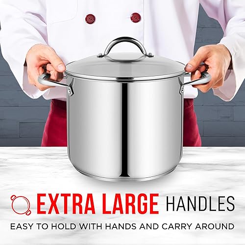 Miniatura 4 de Bakken-Swiss Deluxe - Olla de acero inoxidable de 16 cuartos de galón con tapa transparente de vidrio templado, deliciosas sopas, guisos y cocción