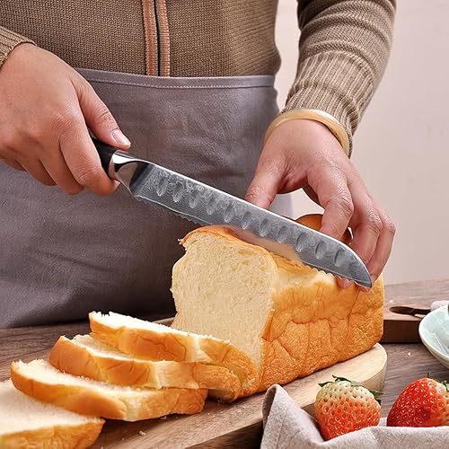 Miniatura 4 de Juego de cuchillos de cocina de 5 piezas de cuchillos de chef de Damasco, juego de cuchillos de cocina profesional, 67 capas de acero inoxidable de