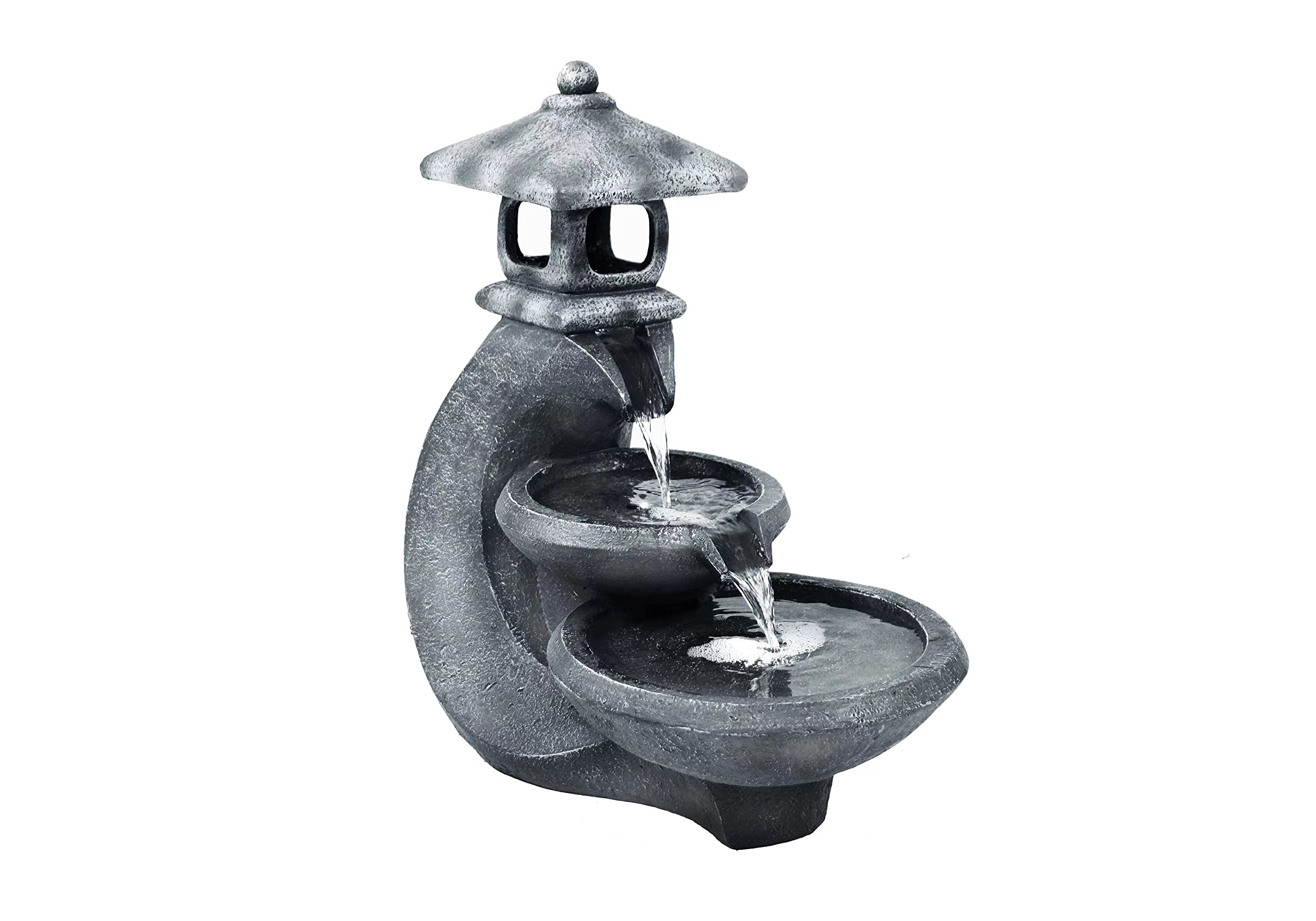 Fontaine d'extérieur pagoda cascade de jardin lumineuse 3 LED blanches