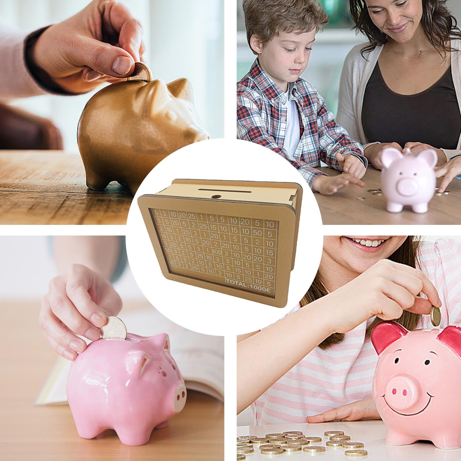 Spaarpot Challenge Box, Houten Spaarbank, Cash Vault Box, Spaarkluis, Spaarkluis, 10.000 Challenge Box, Cash Saving Bank, Houten Vault Bank, Geld Challenge Box, Vault Spaardoos