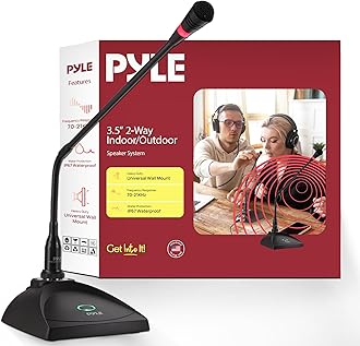 Desktop Gooseneck Wired Microphone System - Table Mounted Corded Voice Condenser Mic with Pop Filter - XLR to 1/4'' Sound Cord - for Karaoke, Conference, Studio Audio Recording - Pyle Pro PDMIKC5