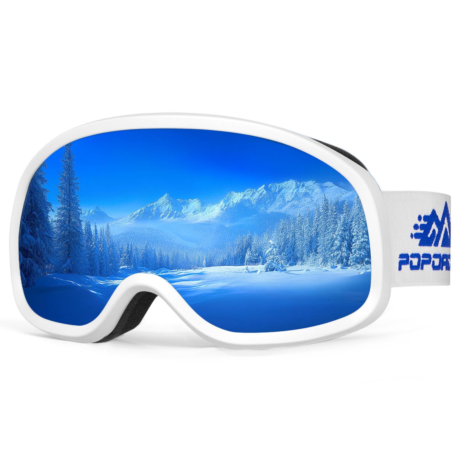 POPOACTI Polarized Spherical Ski Goggles,100% UV Protection,Anti Fog,Snowboard Goggles for Men Women Youth Skiing Sports (Blue)