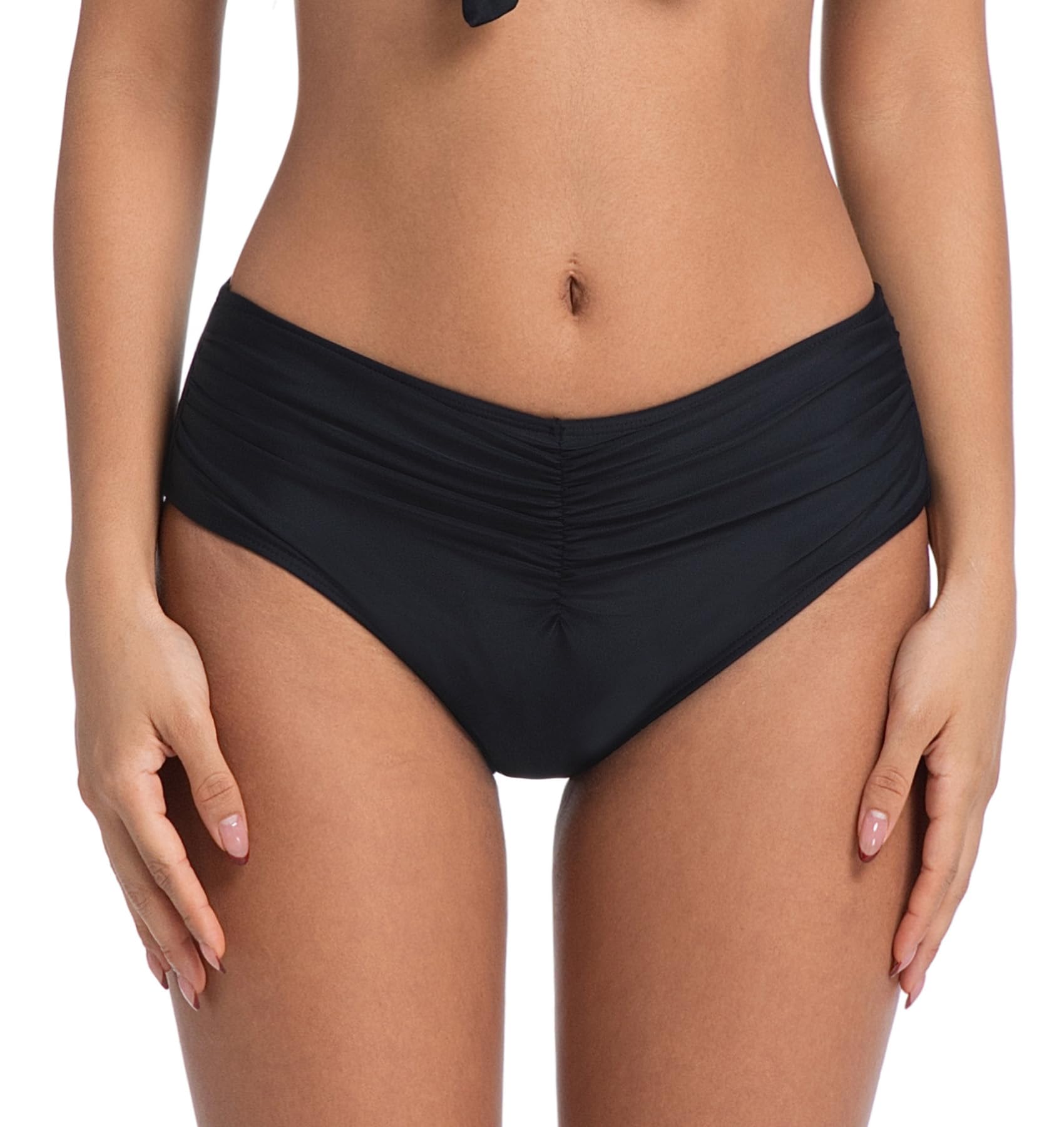 Photo 1 of COCOPEAR Women's Mid Rise Ruched Bikini Bottoms