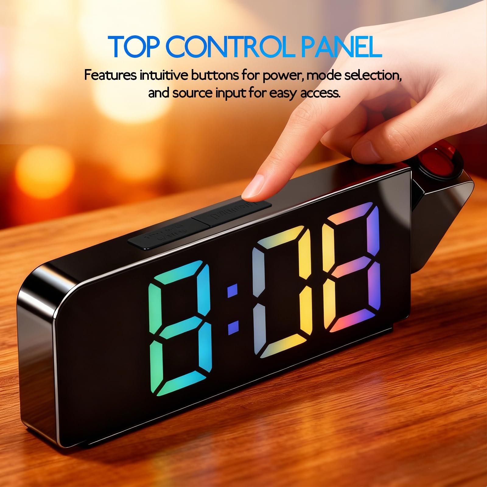 Sveglia con Proiettore Soffitto, Sveglia Digitale da Comodino proiettore girevole a 180°, con Temperatura, Snooze, Luminosità Regolabile, Orologio con Proiezione Ora Soffitto per Camera da Letto