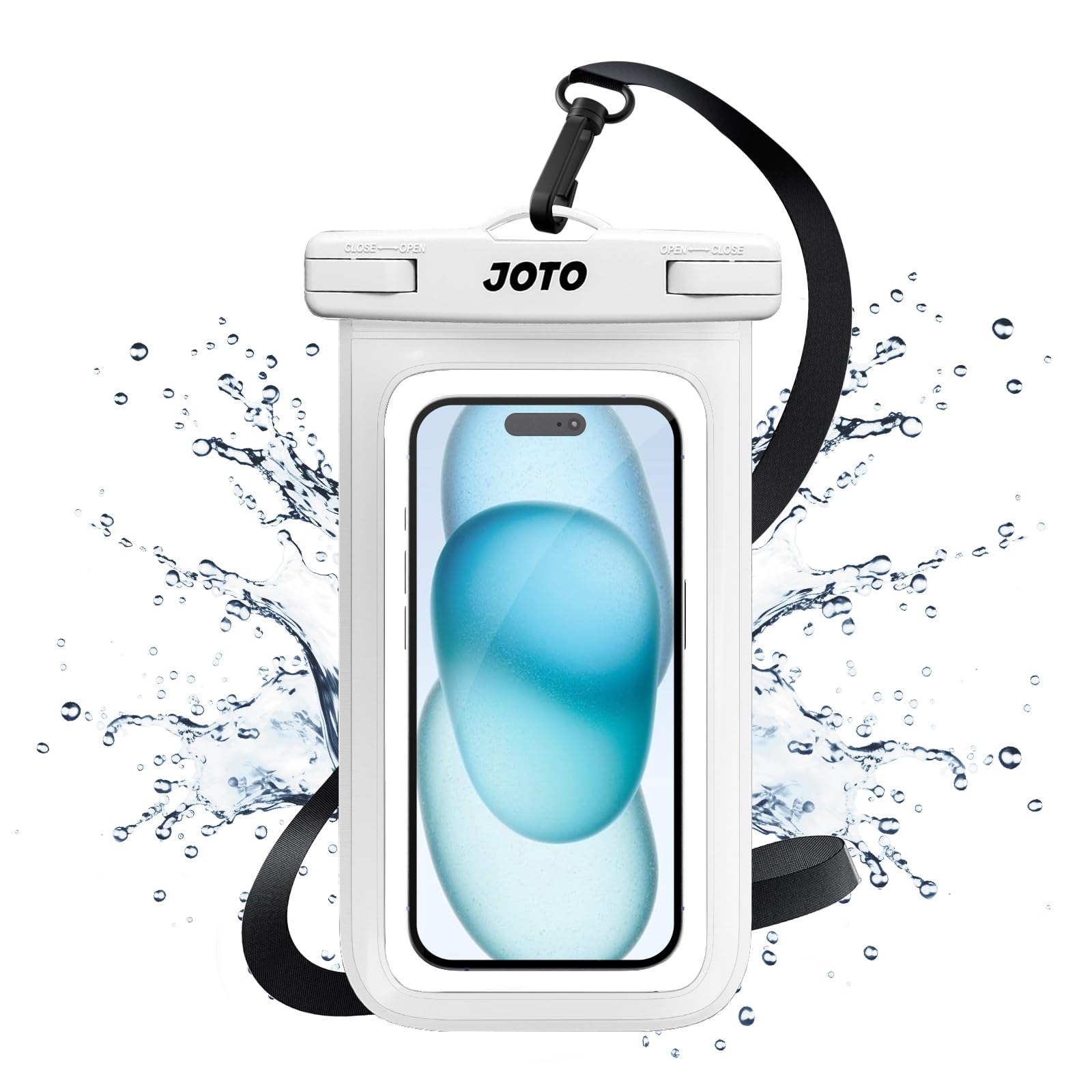 JOTO Universal Waterproof Phone Pouch Cellphone Dry Bag Case for iPhone 17 16 15 14 13 12 11 Pro Max Air Mini Plus Xs XR X 8 7 6S, Galaxy S23 S22 S21 Plus Note, Pixel up to 7" -White