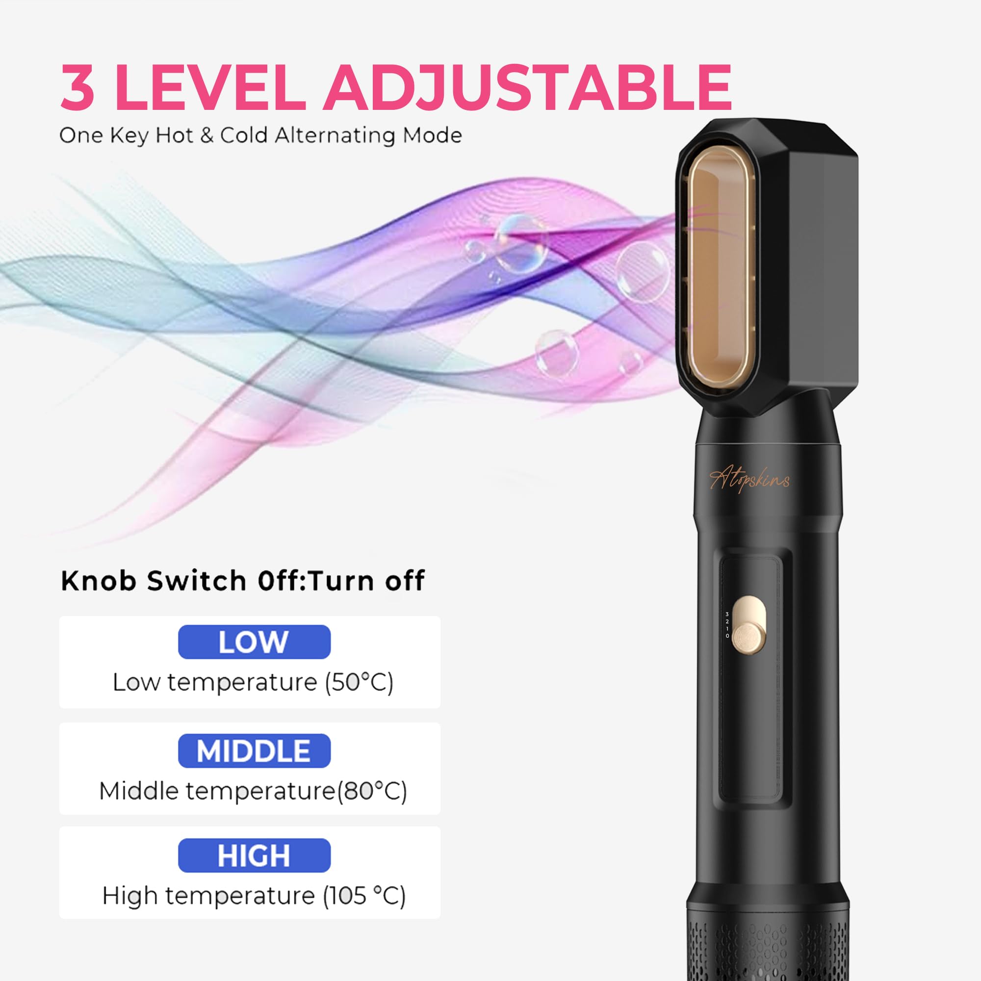 Atopskins Airstyler 6 en 1, Secador Pelo Profesional, 6 en 1 Secador y Cepillo de Pelo con Hair Dryer, Cepillo Alisador Pelo, Secador Pelo Rizado, Thermal Brush, Cepillo de Aire Caliente, Regalos