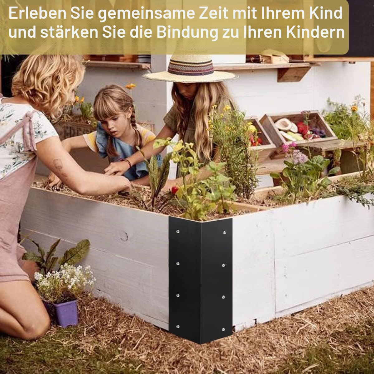 4er-Pack erhöhte Gartenbett-Eckverbinder mit Holzschrauben für 20""-24"" Beet, rostbeständige erhöhte Bett-Eckverbinder Metall-Verbinder 28 cm x 7,6 cm x 7,6 cm für Gemüse-Pflanzbeet Garten