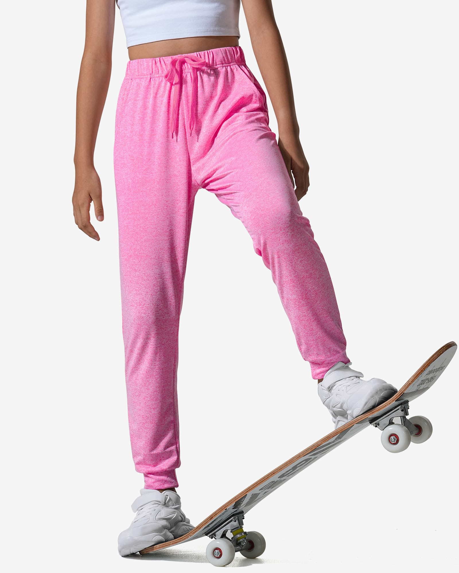 Auranso Paquete de 3 pantalones deportivos casuales de secado rápido para niñas, pantalones deportivos para descansar, pantalones deportivos para correr con bolsillos