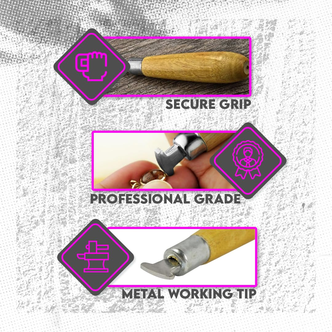 SE 4.5-Inch Bezel Roller with Wooden Handle for Jewelry Making - JT40