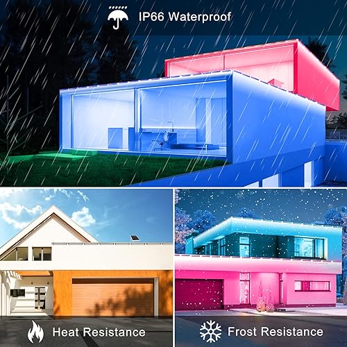 Miniatura 4 de MEIKEE Luz solar RGBW LED de pared 4 en 1, IP66 impermeable que cambia de color, tira de luces solares de pared con control remoto, luz de