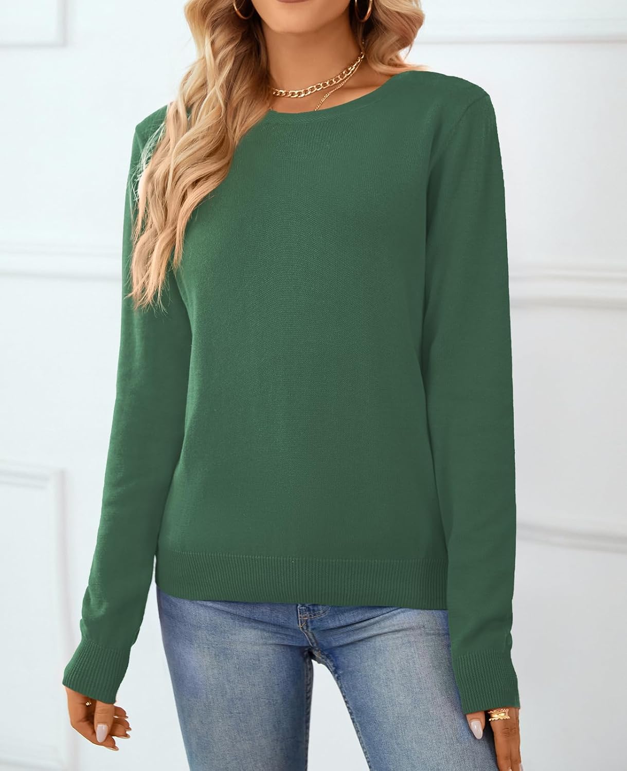 QUALFORT Women's Sweater 100% Cotton Long Sleeve Pullover Sweater Soft Lightweight Knit Tops 2026 - Image 4