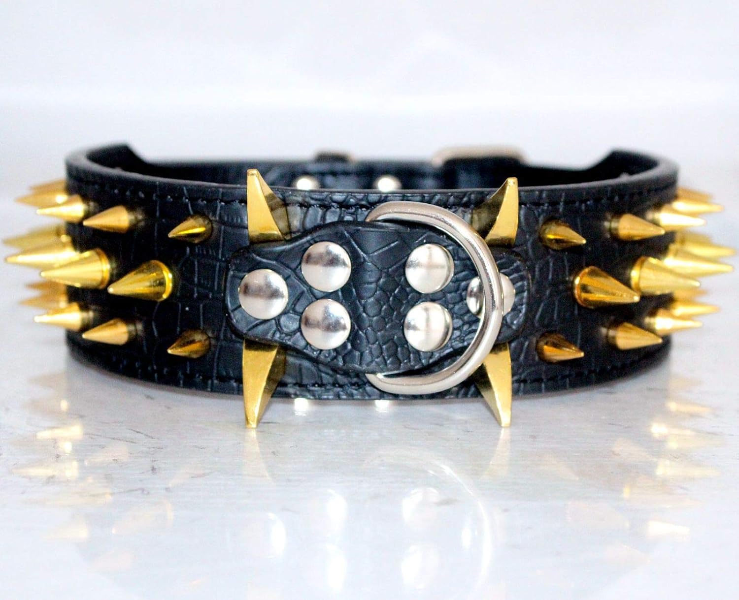 haoyueer Sharp Spiked Studded Dog Collar 2 Inch Width Stylish Leather Dog Collars for Medium & Large Dogs Pitbull,Labrador,Boxer Rottweiler German Shepherd … (M - Image 5