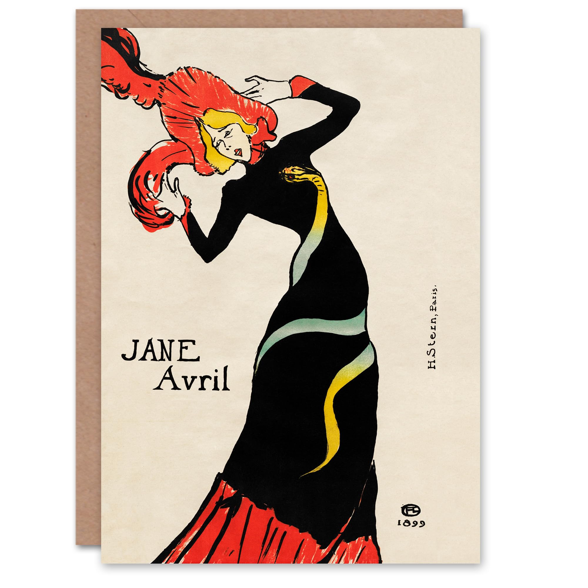 Artery8 Toulouse Lautrec Art Card Jane Avril Snake Dress Portrait