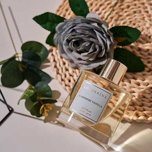 Miniatura 2 de COCORRÍNA - Juego de difusor de varillas con flor, aroma a cachemira y vainilla, aceite esencial con fragancia para el hogar, estantes del baño,