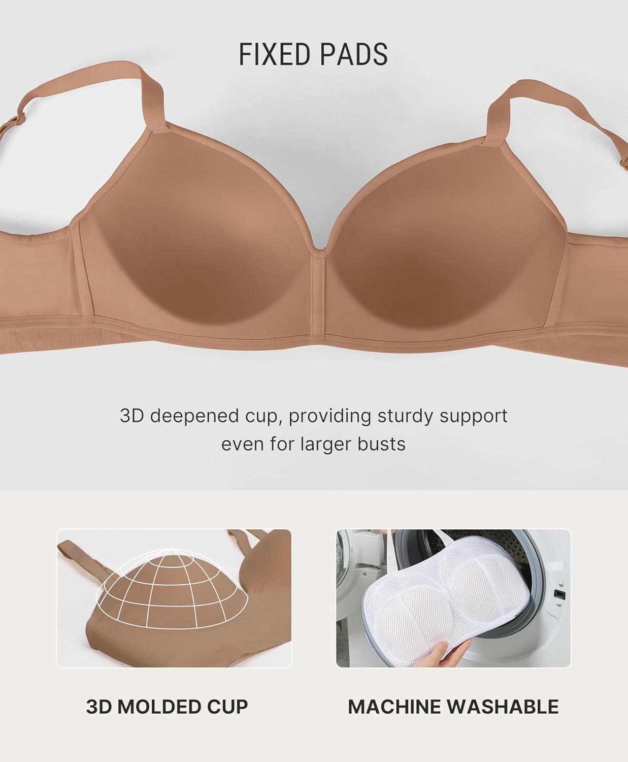 FeelinGirl Wireless Supportive Bra for Women, Seamless Comfort Bralettes No Underwire Full Coverage Everyday Bras - Image 4