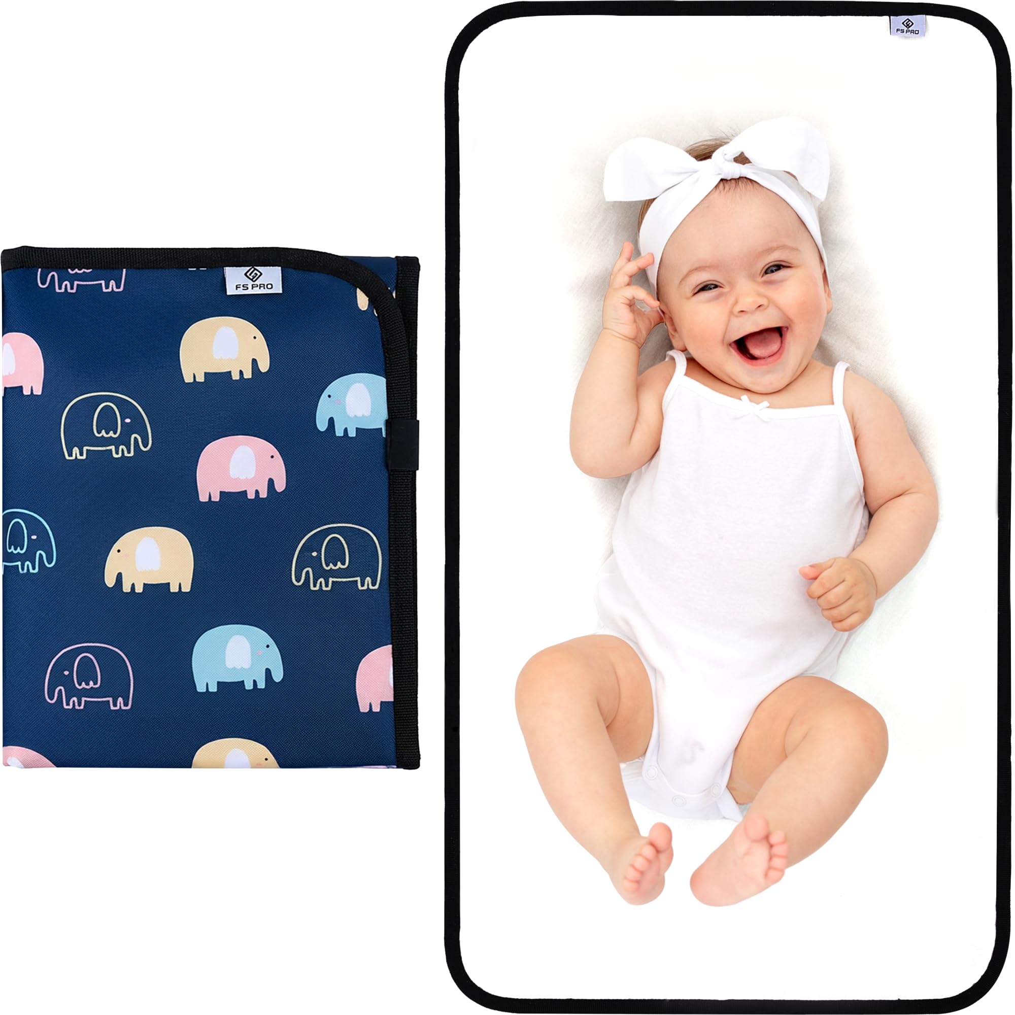 FS Pro Baby Portable Nappy Changing Mat - Foldable Travel Wipe Clean Large Waterproof Change Mat Padded (Multicolor)