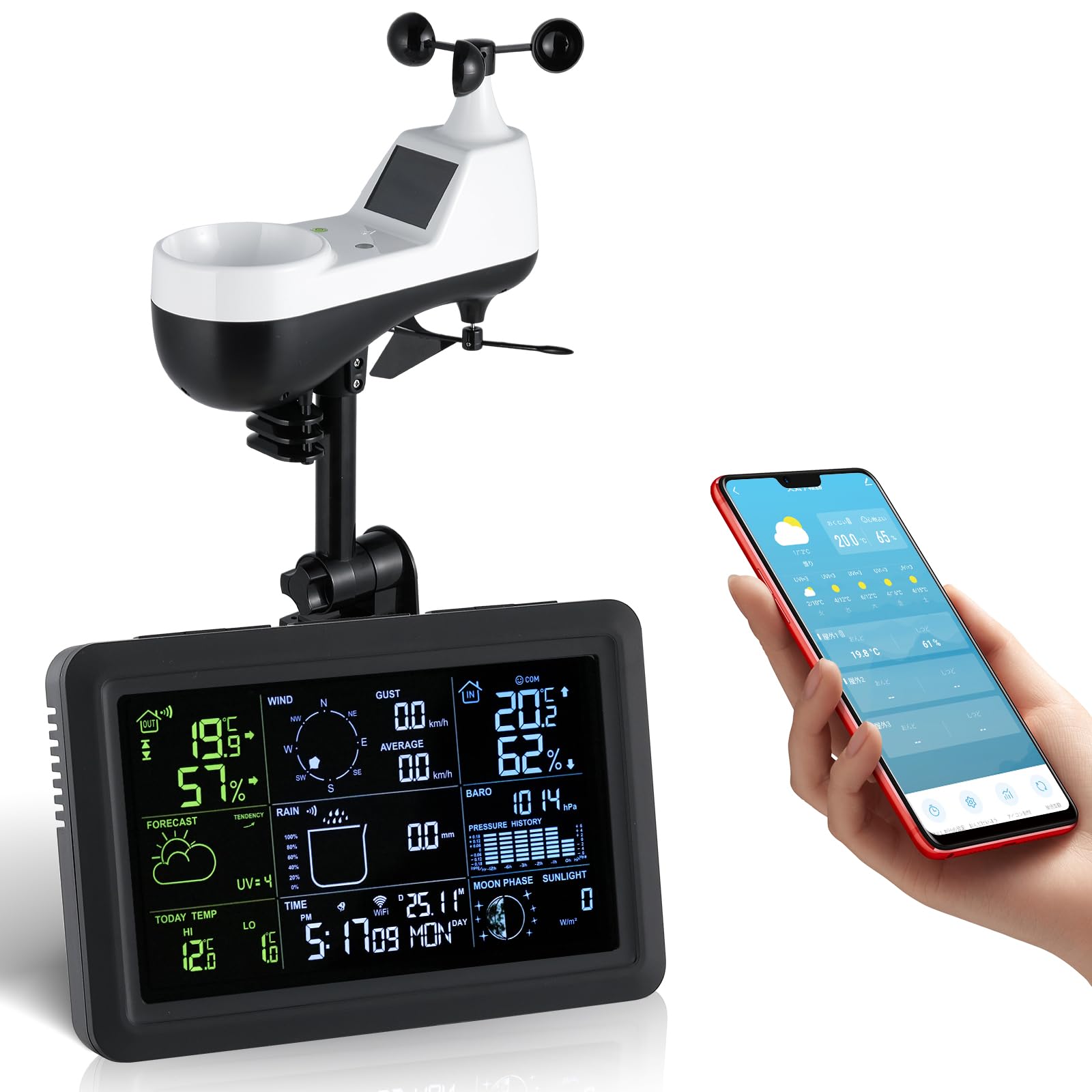 Amazon | Moongiantgo ウェザーステーション スマホアプリ接続 気象 