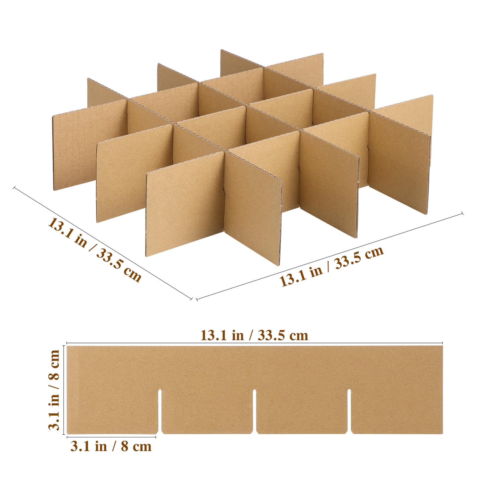 Set da 6 Divisori in Cartone per Scatole da Trasloco 82x82x80mm