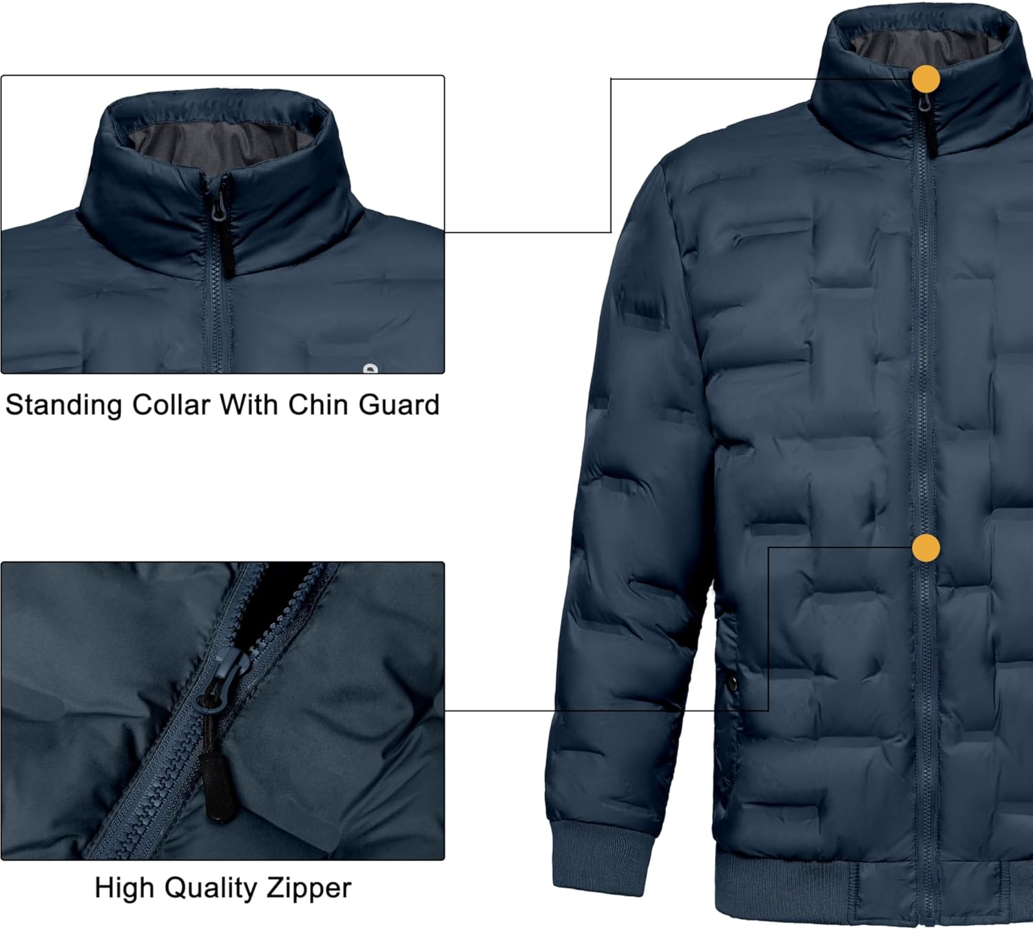 Little Donkey Andy Men's Puffer Warm Jacket Windproof Winter Coat with Recycled Insulation Navy XL
