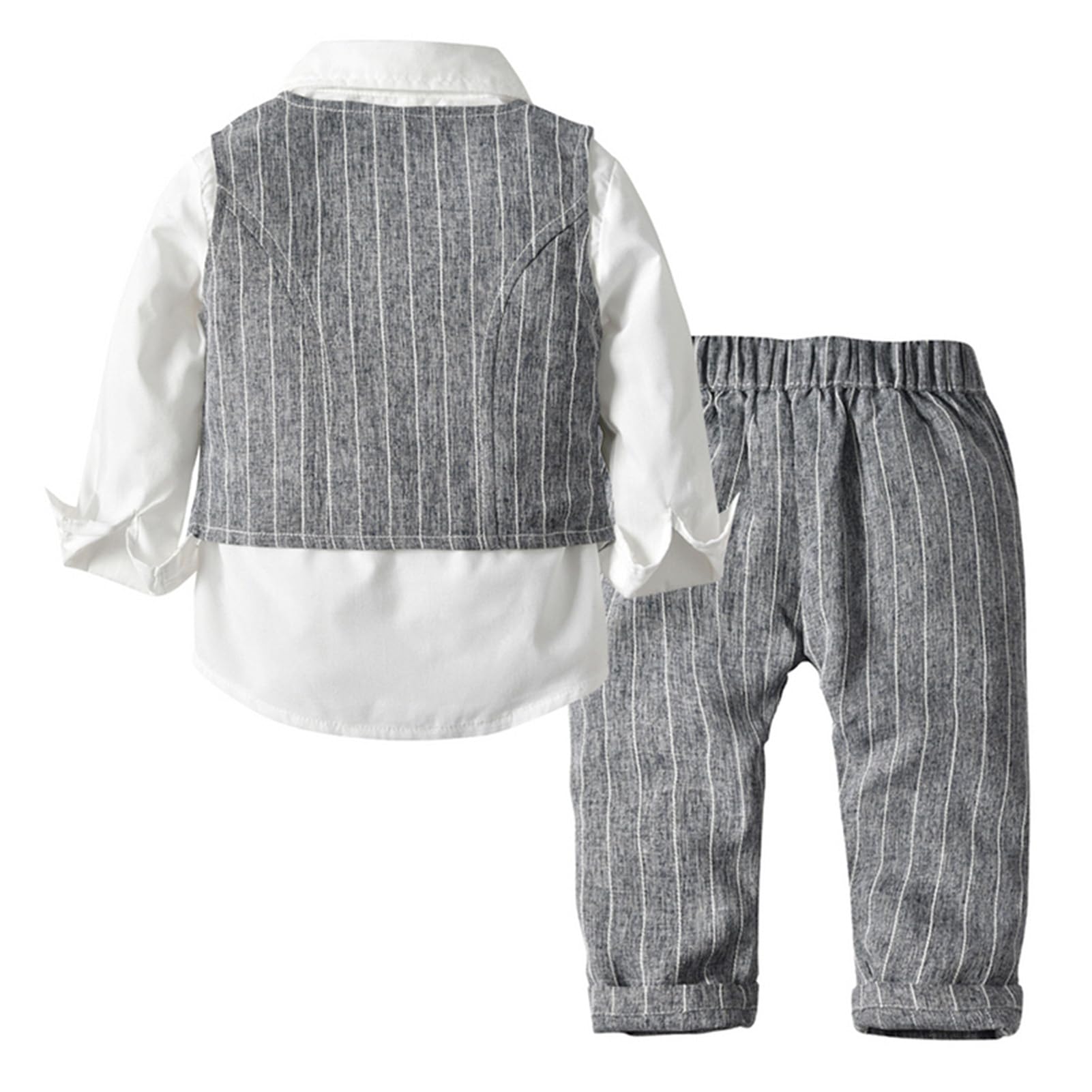 4 Pezzi Completo Elegante Bambino Abito Cerimonia, Ragazzi Abito Formale Nozze Maniche Lunghe Camicie + Papillon + Gilet + Pantaloni
