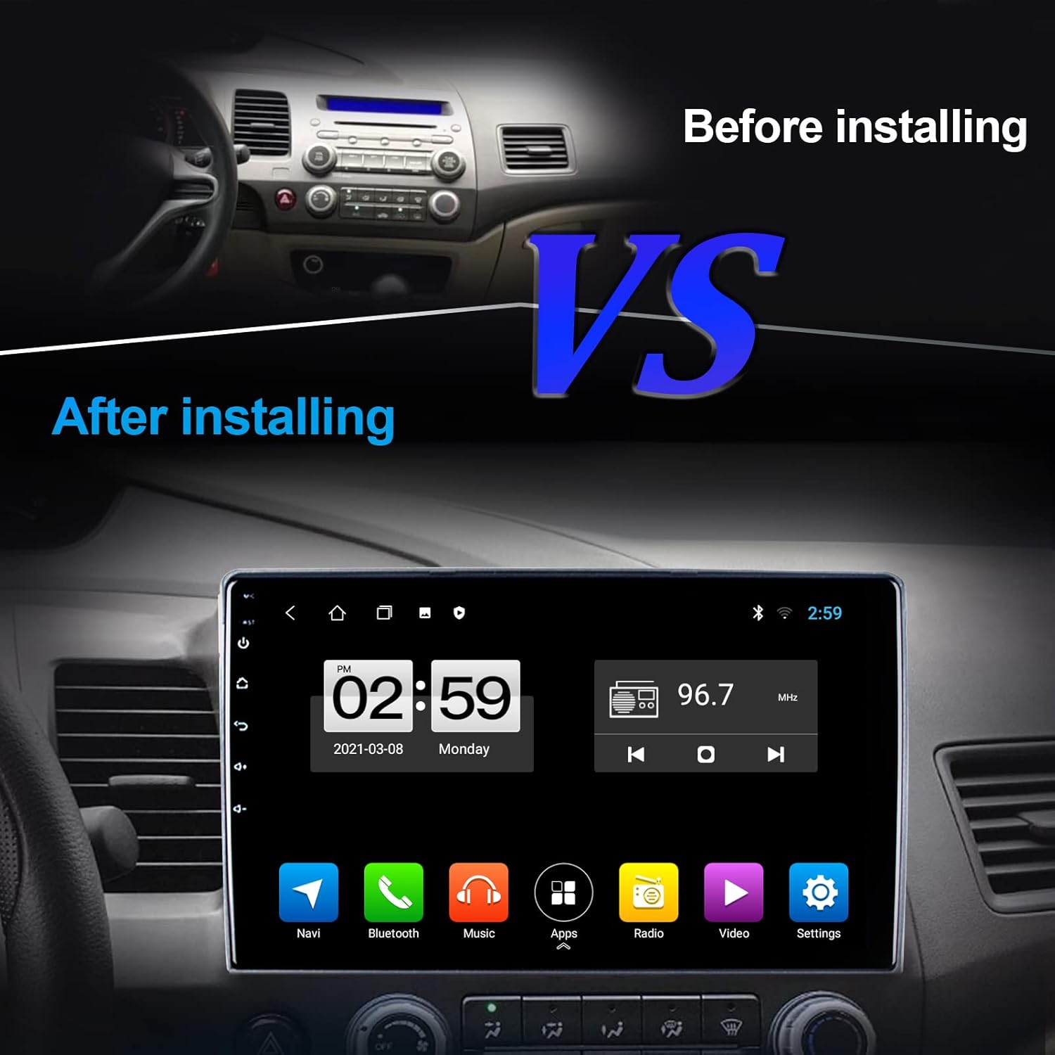 Hot Deals Car Stereo Radio Player Android 10.0 Touchscreen Radio for Honda Civic 2006 to 2011 GPS Navigation Multimedia Player with carplay/Backup Camera/Bluetooth,Support Steering Wheel Control,RCA Review Discount Car Stereo Radio Player Android 10.0 Touchscreen Radio for Honda Civic 2006 to 2011 GPS Navigation Multimedia Player with carplay/Backup Camera/Bluetooth,Support Steering Wheel Control,RCA