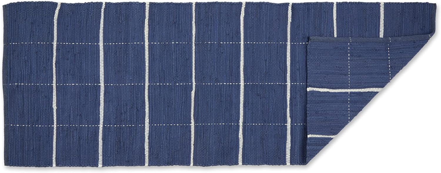 DII Modern Farmhouse Cotton Chindi Rug Collection, 2'3"x6', French Blue & Cream
