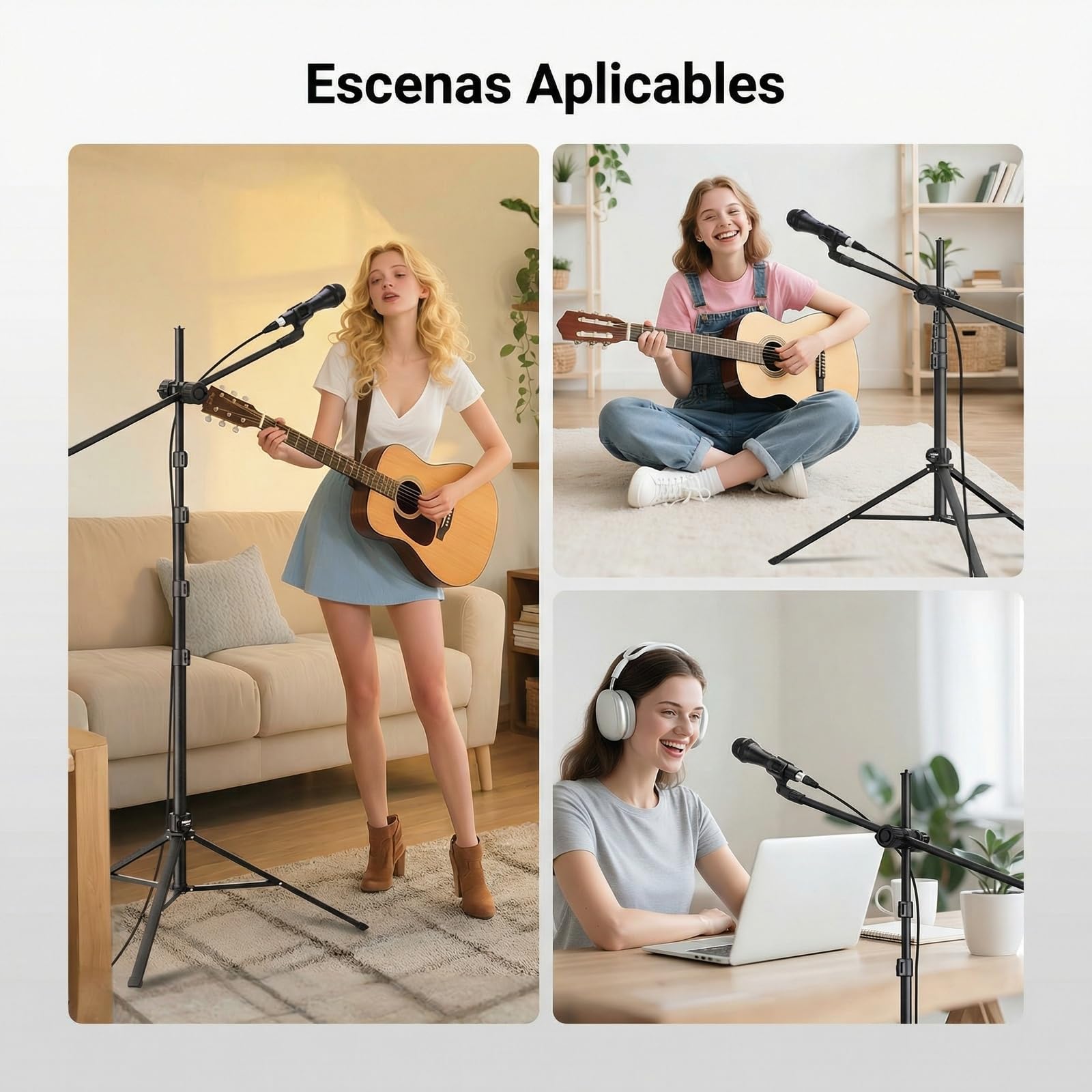 NEEWER MS046 - Soporte de micrófono con brazo de brazo, soporte ajustable resistente y brazo con 2 abrazaderas de soporte de micrófono, 3 clips de cable, bolsa, adaptador de 3/8 a 5/8 pulgadas para
