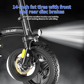 HLOIE Folding Electric Bike for Adults, 750W Peak Motor, Up to 20 MPH, 14 Foldable Ebike with 48V 12Ah Battery, 35 Miles PAS Range, Mini Electric Bicycle for Adults & Teens