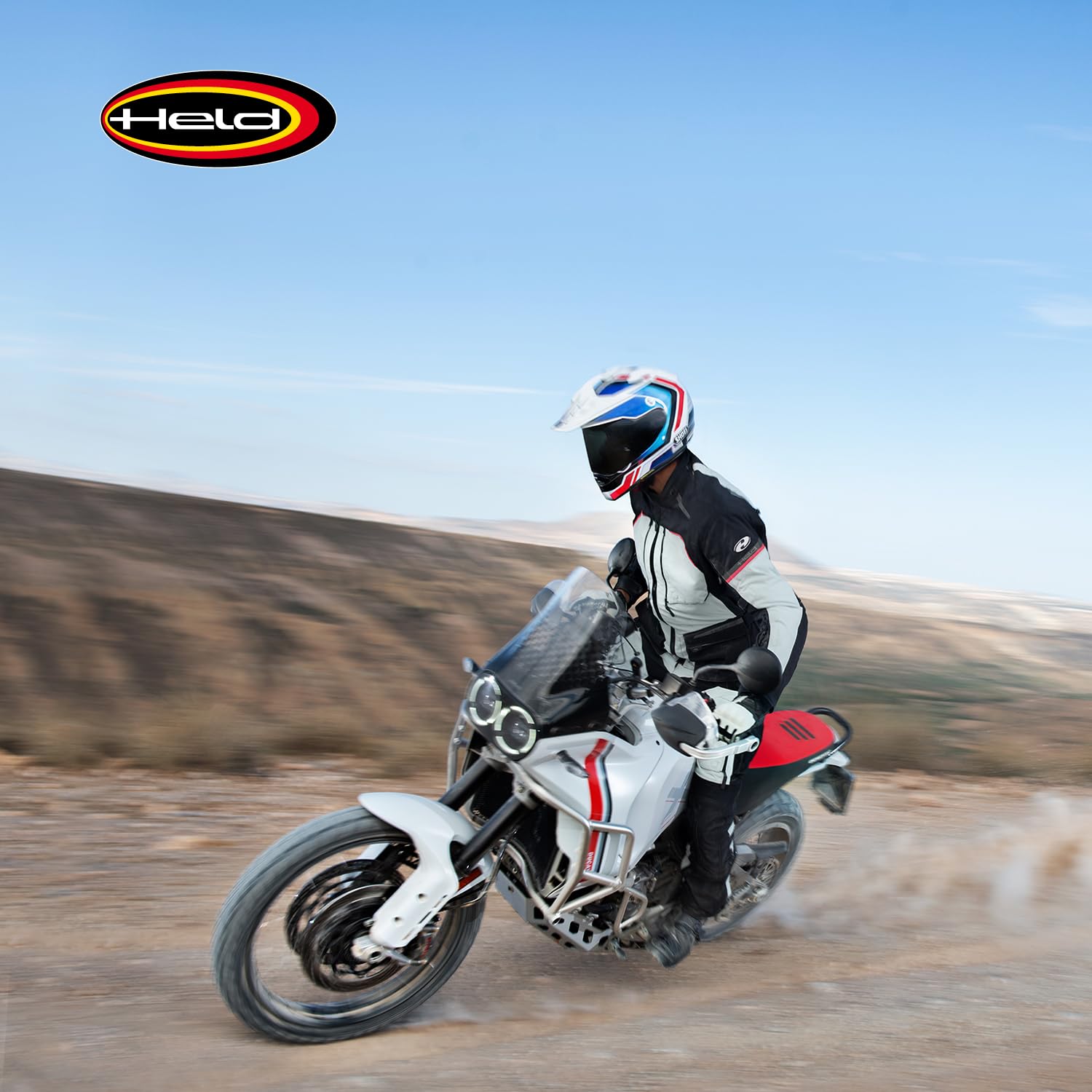 Held Tridale Top – Chaqueta de moto para hombre – Chaqueta de moto para hombre con protectores de D3O – 100% impermeable, cortavientos, transpirable – Certificado CE, EN 17092, Tactel 750D, negro/gris