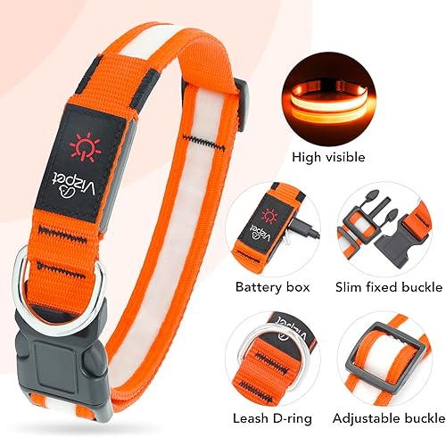 Miniatura 4 de Collar de perro con luz LED, collar de perro ajustable recargable por USB, superbrillante, luz de seguridad brillante para perros