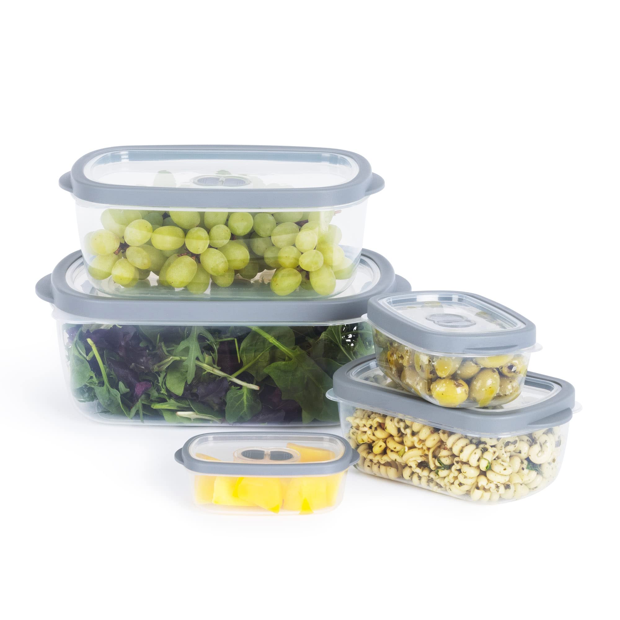 Livivo Grey 5Pc Airtight Food Storage Containers Rectangular In