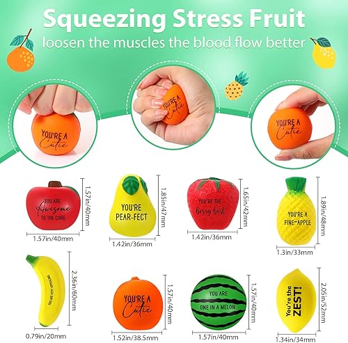 Miniatura 2 de 64 bolas de agradecimiento para el estrés de frutas, bolas de estrés para adultos, bolas inspiradoras para apretar, bolas de espuma suave para