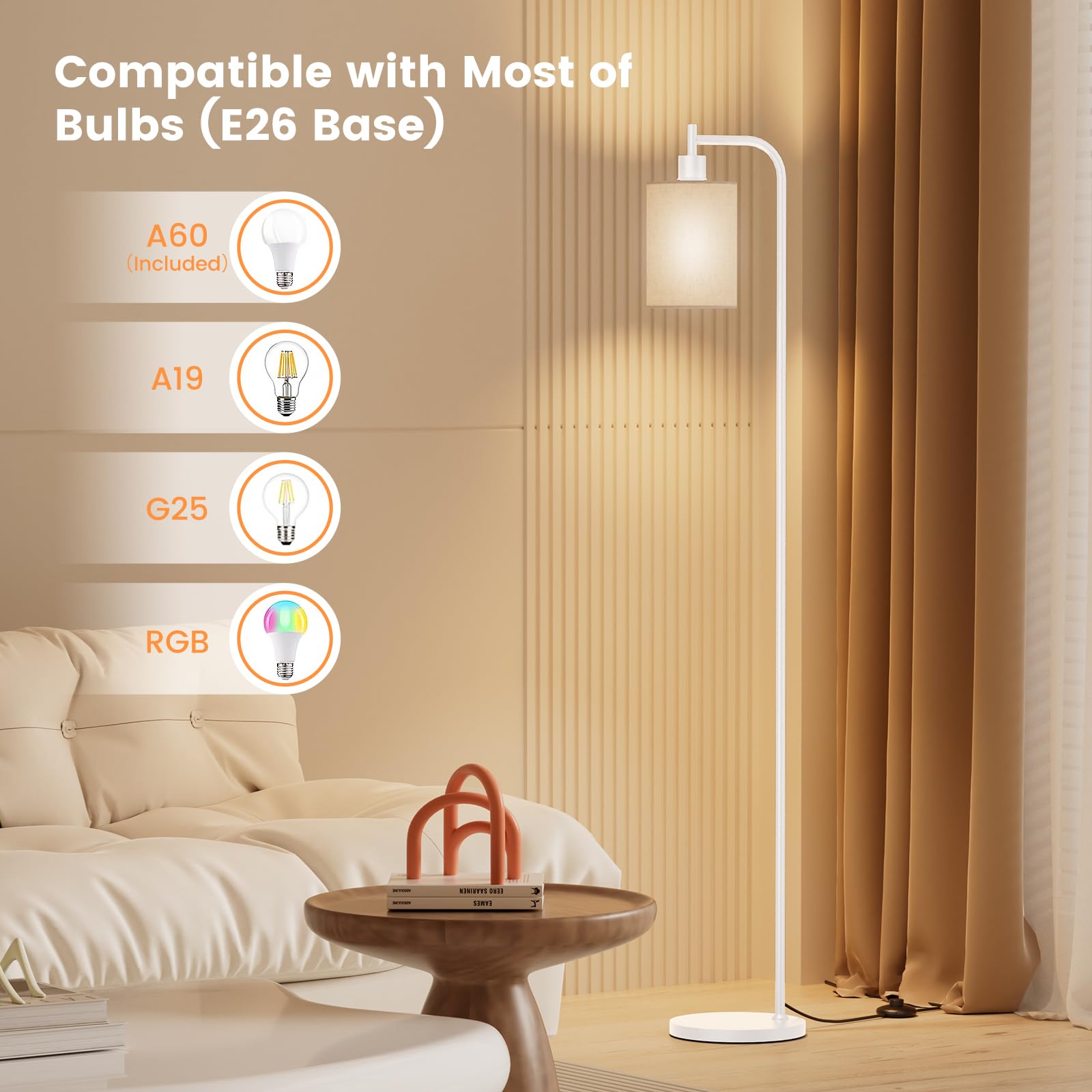 SIBRILLE Lampada a stelo dimmerabile con paralume in lino, lampada a LED con telecomando e 3 temperature di colore, moderna lampada a stelo per soggiorno, camera da letto, ufficio e angoli, con