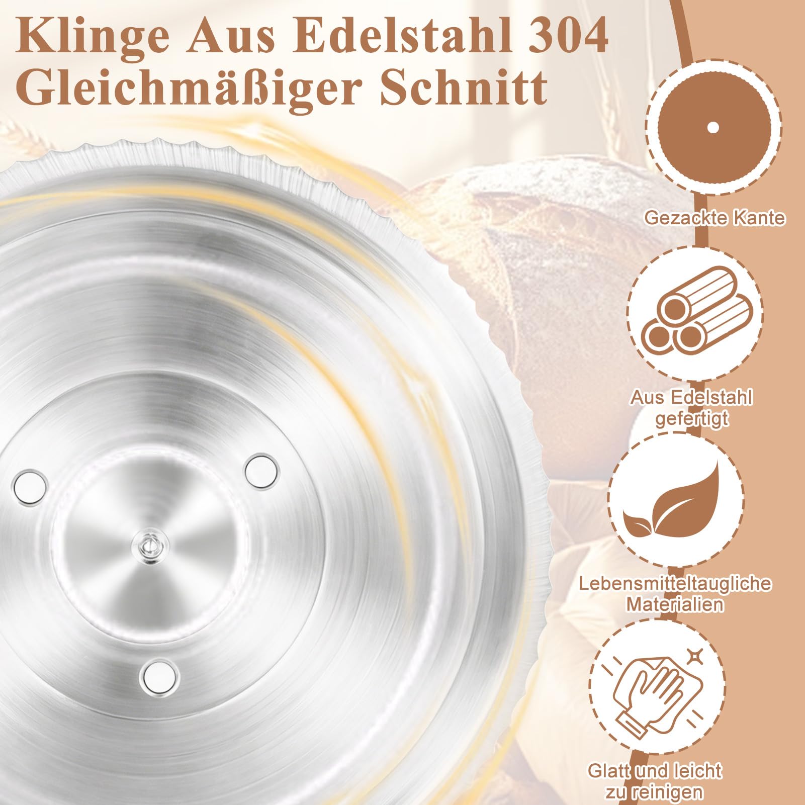 Brotschneidemaschine Manuell, Manuelle Brotschneidemaschine mit Einstellbarer Scheibendicke, Edelstahlklinge, Rutschfeste Saugnäpfe, Gleichmäßige Brotscheiben für Selbstgemachtes Brot & Sauerteigbrot