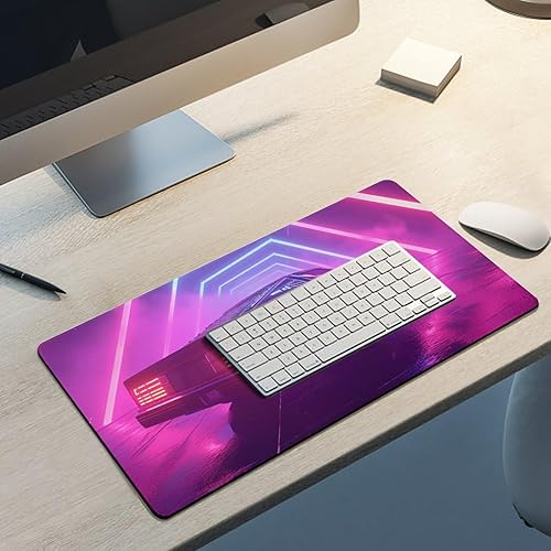 Miniatura 5 de Alfombrilla grande para mouse Cyber Synthwave para autos, líneas de neón, tapete de escritorio Vaporwave, accesorios para computadora, juegos y