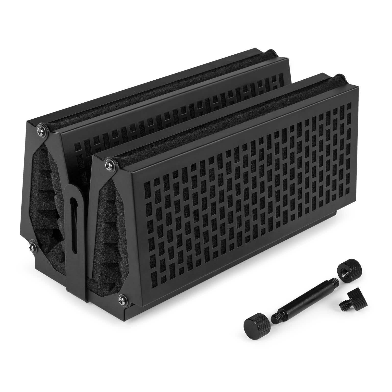 Vonyx MRF30 - Panel acústico para micrófono, pantalla metálica de 5 paneles, paneles laterales ajustables y plegables, montaje en pie o mesa, ideal para su estudio de grabación