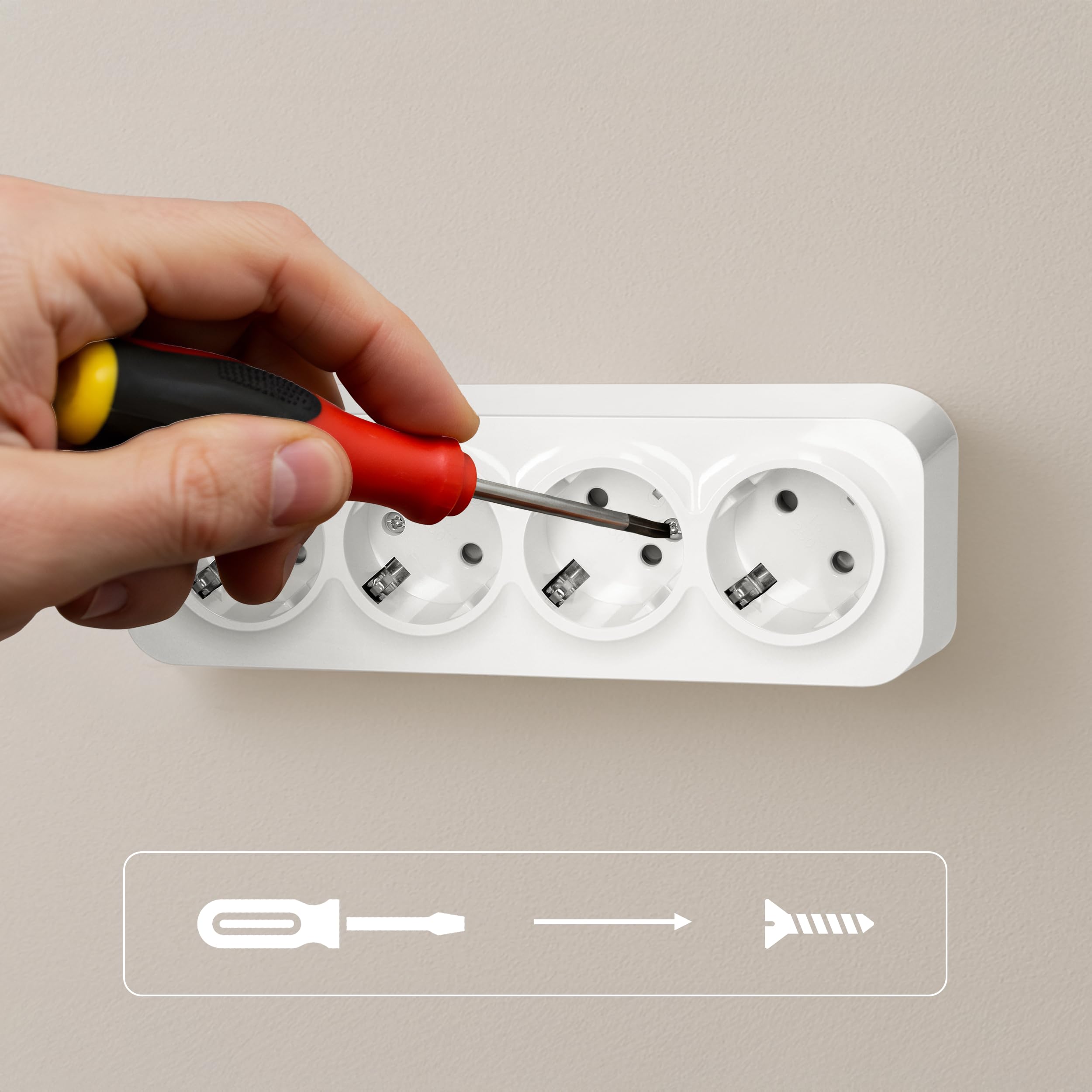 Enchufe Pared Schuko Toma de Corriente Pared IP20 Enchufe de Superficie Blanco 16A/230VAC Duradero y Seguro para Uso Doméstico y Comercial
