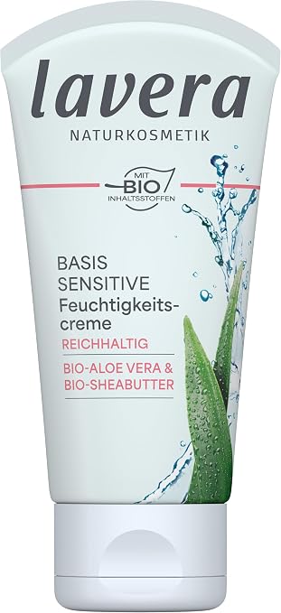 Lavera Naturkosmetik Basis Sensitiv Reichhaltige Feuchtigkeits Bio Aloe Vera & Sheabutter Creme, 1 x 50 ml